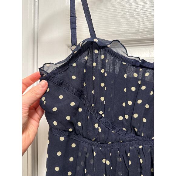 Y2K Vision Apparel Silk Polkadot Pleated Baby Doll Retro Mini Dress Size 6 - Picture 5 of 8